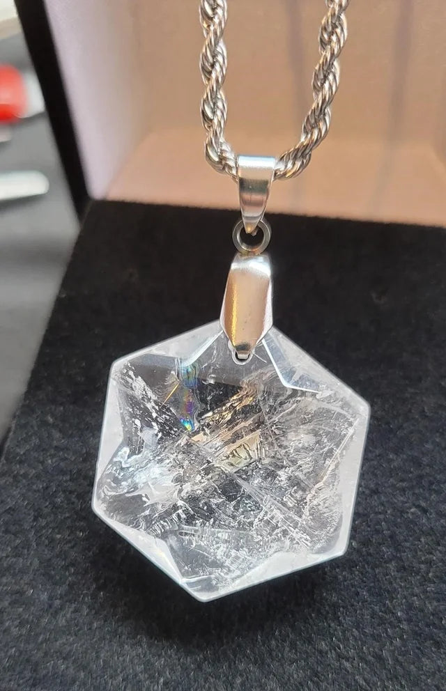 Milky Natural Quartz Merkaba Pendant