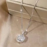 Cubic Zirconia Square Pendant Necklace For Women