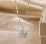 Cubic Zirconia Square Pendant Necklace For Women